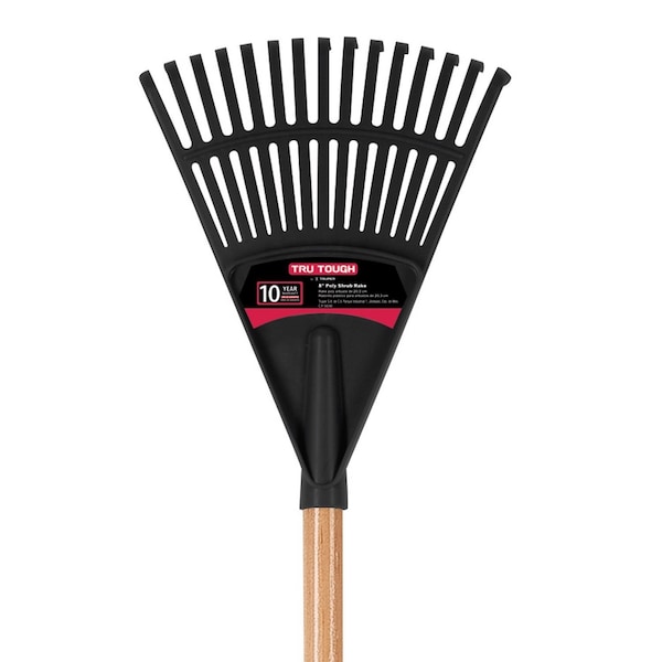 Tru-Tough 54.5 In. 15 Tine Poly Shrub Rake Wood Handle